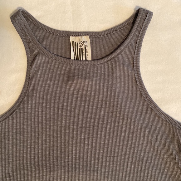 Free People Long Beach racer back ribbed grey swing tank trapeze - Picture 5 of 14